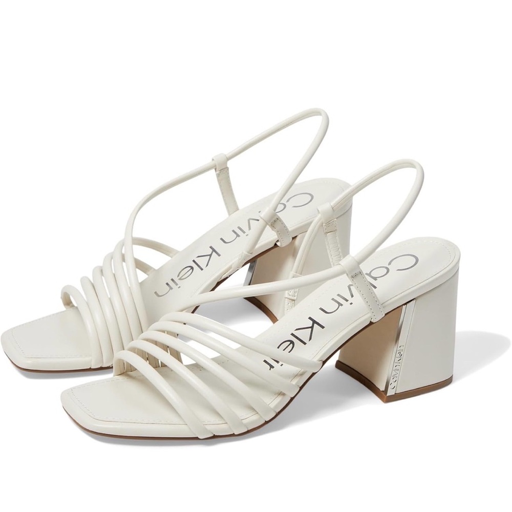 Calvin Klein Cream Strappy Block Heels Ivory Size 6